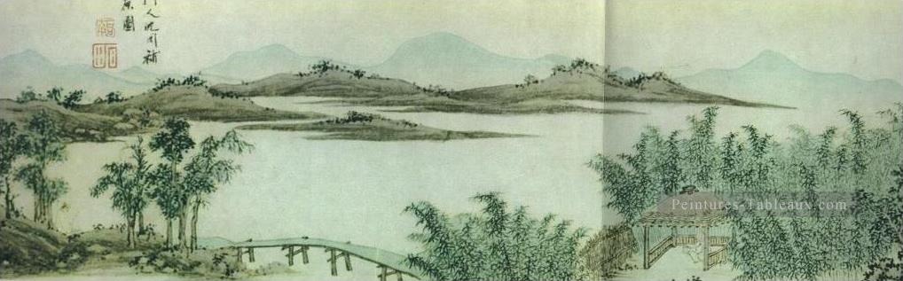 shen zhou inconnu waterscape tradition chinoise Peintures à l'huile